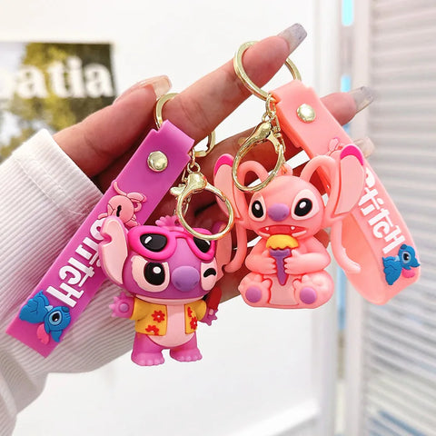 Disney Cartoon Keychain Mickey Mouse Minnie Lilo & Stitch Kids' Key Ring Pendant Wholesale Accessory