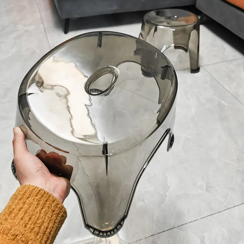 Acrylic Non-Slip Shower Stool for Kids, Transparent Low Seat for Bathroom, Home, Modern Minimalist Design