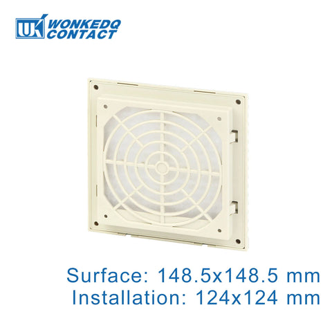 120mm Cabinet Ventilation Filter Set Shutters Cooling Fan Grille Louvers Exhaust Panel 230V Without Fan