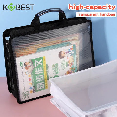 Clear A4 Handbag Large Capacity Waterproof Document Bag for Students Business in Six Colors