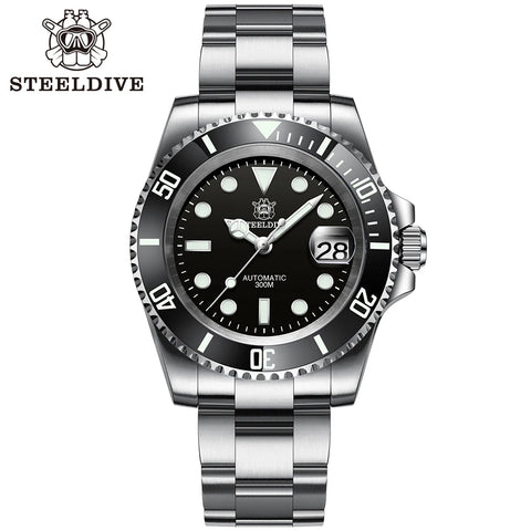 41mm Ceramic Bezel Dive Watch, 30ATM Water Resistant, NH35 Automatic Movement, Men's Watch with Milled Clasp
