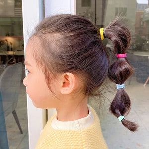 100pcs Elastic Hair Bands 2.5cm Colorful Ponytail Holders Kids Hair Ties