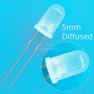 1000pcs 5mm Diffused LED Diodes, White/Red/Green/Blue/Yellow/Warm Light, 2-Pin 6000-6500K