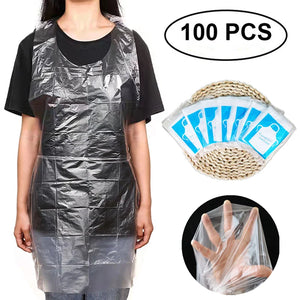 100-Pack Disposable Waterproof Kitchen BBQ Cleaning Aprons - Unisex
