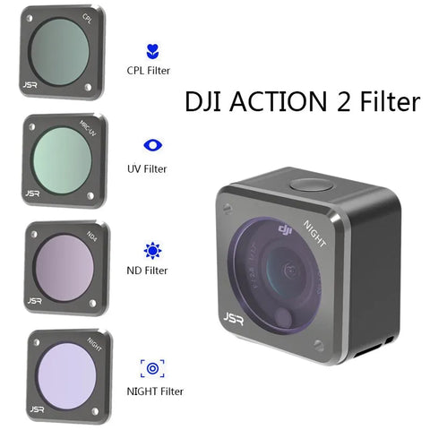 Camera Lens Filters for DJI Osmo Action 2: Aluminum UV, CPL, ND, NDPL, Night Filters Accessories