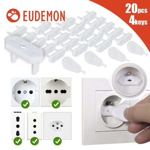 20pcs Universal EU Plug Safety Covers for Baby Protection - Childproof Socket Outlet Guards for Chile/Brazil