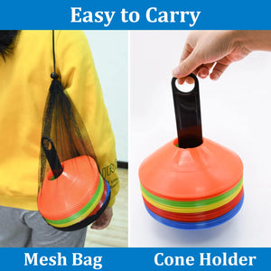 10 Pack Agility Training Cones with Carry Bag for Soccer, Football, Basketball Drills
