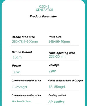 10g Air-Cooled Ceramic Tube Ozone Generator for Water Purifier Disinfection