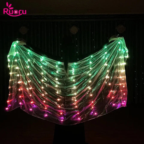 2m x 1m Polyester LED Light Up Belly Dance Veils, Carnival Dance Veil Props, Festival Belly Dancing Accessories