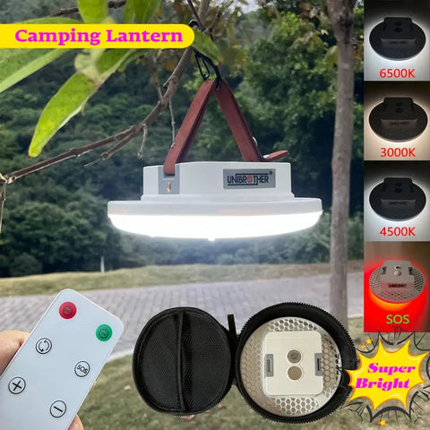 13500mAh Rechargeable LED Camping Lantern, Magnetic Portable Flashlight, Remote Control Tent Light, Carry Case Included