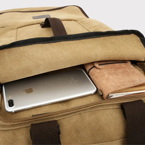 100L Canvas Backpack for Travel & Hiking - Men's Large Capacity Pack with Blanket Storage