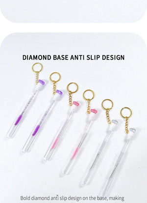 10-Pack Reusable Mascara Wands with Tubes & Case for Lash and Brow Grooming
