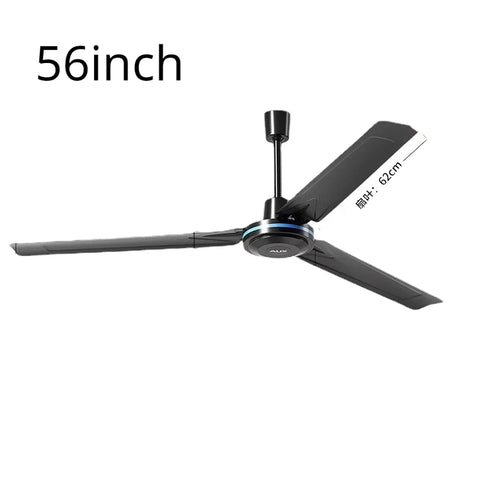 56" Black Industrial Ceiling Fan Electric 3-Speed Metal Blade All-Copper Coil Wall Control