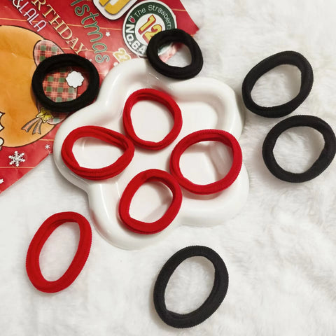 20 Pcs/Lot New Girls Hair Ties Ponytail Holder Red Black Nylon Rubber Band Headband Big Elastic Hair Band For Women Accessories