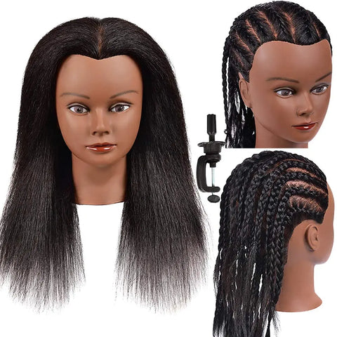 14" Mannequin Head with 100% Real Hair for Cosmetology & Hairstylist Training Practice
