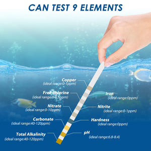 100pcs Aquarium Water Test Strips 7-in-1 Freshwater Saltwater PH Kit