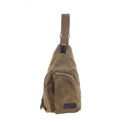 2023 Men's Vintage Canvas Sling Bag Multifunctional Outdoor Chest Pack Small Shoulder Satchel
