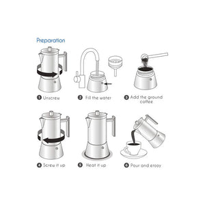 Italian Moka Espresso Maker Stainless Steel Coffee Pot for Gas or Induction Stove, Cuban Style Mocha Kettle