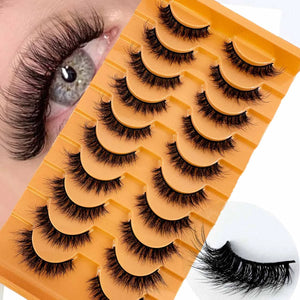 10 Pairs 3D Mink False Eyelashes Set - Long Natural Volume Lash Extensions