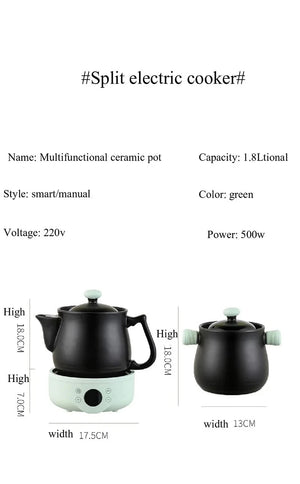 1.8L Smart Electric Ceramic Medicine and Soup Pot with Auto Keep Warm Function