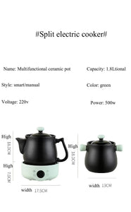 1.8L Smart Electric Ceramic Medicine and Soup Pot with Auto Keep Warm Function
