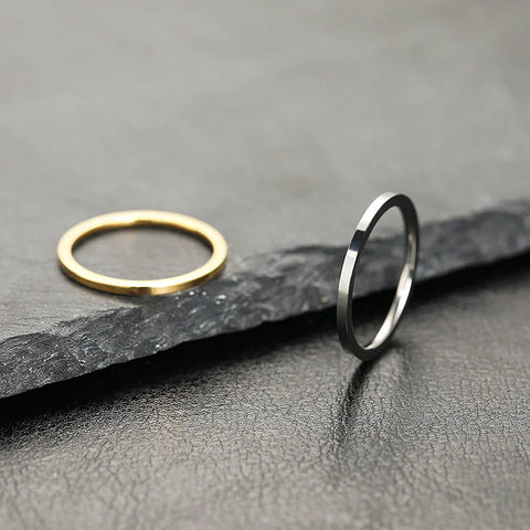 2mm Fine Stainless Steel Titanium Rings for Men Women - Fashion Jewelry Accessories