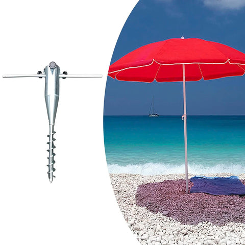 Heavy-Duty Adjustable Beach Umbrella Anchor, Metal Sand Spike, Outdoor Ground Nail
