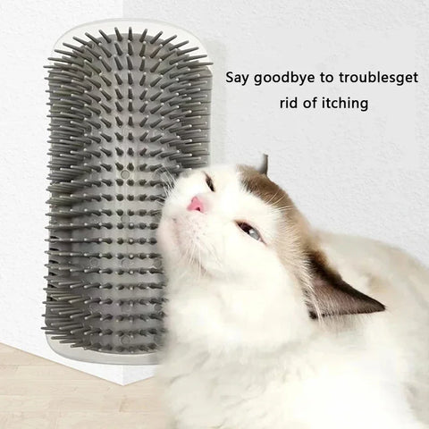 Cat Self-Grooming Brush & Massager with Hair Remover and Catnip Scratcher