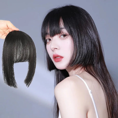 Clip-In False Bangs Hair Extension Fake Fringe Natural High-Temp Hime Cut Hair Accessories
