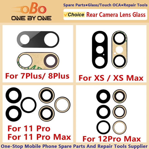 Back Rear Camera Lens Glass Replacement for iPhone 7 8 X XR XS 11 12 Plus Pro Max Mini with Pre-installed Adhesive