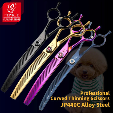 Curved Pet Thinning Shears 7.25" - Professional Grooming Scissors for Dogs and Cats