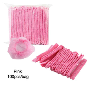 100pcs Disposable Elastic Mesh Caps Non-woven Breathable Hair Nets for Cooking, Food Service, Salon, Spa, Home
