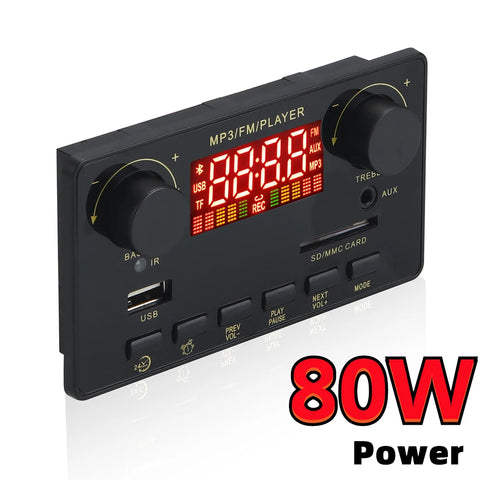 Bluetooth Decoder Board MP3 Player Module 2x40W Amp, Call Recording, Power-Off Memory, Alarm, DC 8-23V