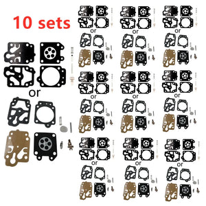 10 Sets Carburetor Rebuild Kits for 26cc-52cc Motorbikes Dirt Pit Bikes Gasket Diaphragms Repair Durable