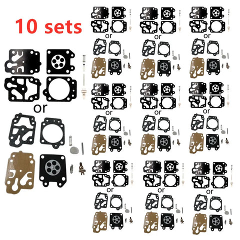 10 Sets Carburetor Rebuild Kits for 26cc-52cc Motorbikes Dirt Pit Bikes Gasket Diaphragms Repair Durable