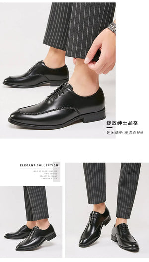 Men's 2025 Leather Dress Shoes, Breathable Classic Formal Oxfords for Office & Weddings