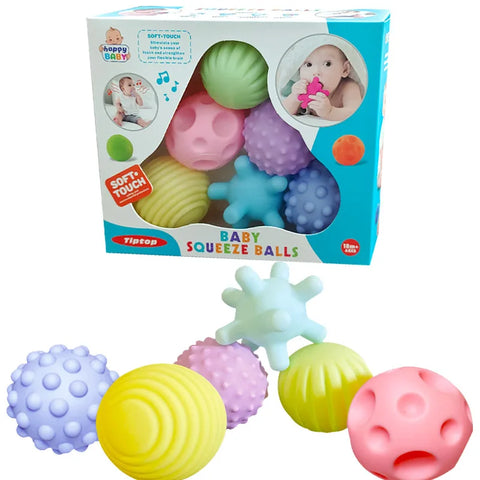 6pcs Baby Sensory Textured Soft Balls Set for Tactile Play, Hand Training & Massage