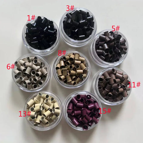 200pcs Flared Copper Micro Rings 4mm Hair Extension Beads Tubes Links 8 Colors