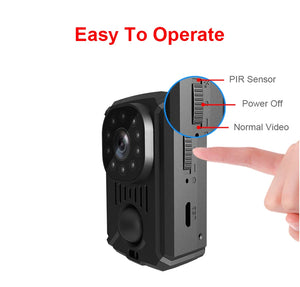 1080p Mini Body Camera with Night Vision, Portable Video Recorder, Worn Police Cam, Small DV Camcorder, 90-Day Standby
