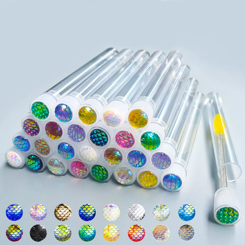 50-Pack Reusable Spoolie Brushes for Eyelashes & Eyebrows with Covers