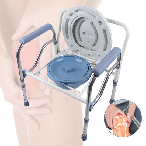 150kg Folding Commode Toilet Chair with Bucket Seat Aid