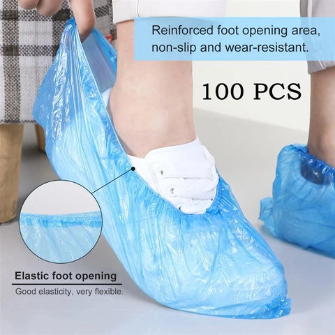 100-Pack Disposable Waterproof Non-Slip Shoe Covers for Home, Office, Travel, Cleaning