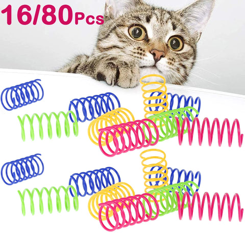 Cat Spring Toys - Interactive Spiral Play for Kittens, Durable Plastic, 16/32/80 Pack