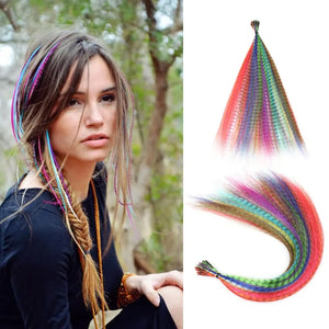 10 Pcs Colored Feather Hair Extensions I Tip Synthetic Zebra Strands Hairpiece