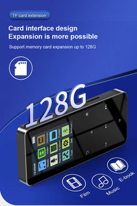 2" Metal Touch MP3 MP4 Music Player, Bluetooth 5.0, FM Radio, Alarm, E-book, Card Support