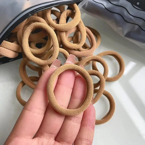 30/50pcs Women's Large High Elastic Hair Bands 4cm Brown Ponytail Holders Hair Accessories