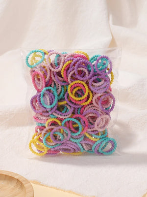 100pcs Baby Hair Rubber Bands 2cm Colorful No-Pull Elastic Thumb Ring Toddler Kids Scrunchies Set