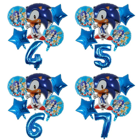 Hedgehog Birthday Balloons Set - 6pc Star Number Party Decor Supplies