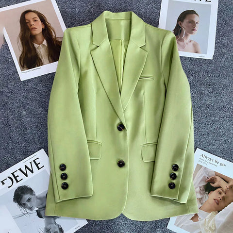 Elegant Women's Office Blazer 2023 Fashion Long Sleeve Single Button Jacket