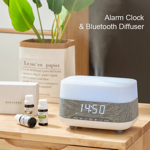 300ml Ultrasonic Aroma Diffuser Humidifier with Night Light, Bluetooth Speaker, Alarm Clock